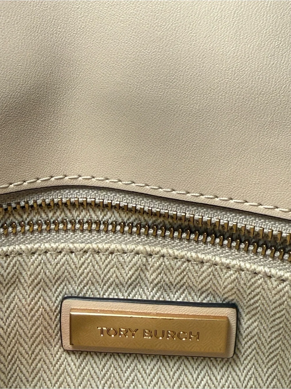 Tory Burch Cream Quilted Leather Chain Crossbody